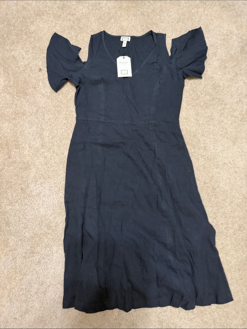 Mo:Vint black Cold-Shoulder Midi Dress